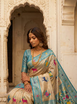 MIMOSA Saffire Paithani Art Silk Saree — pose 8 styling detail