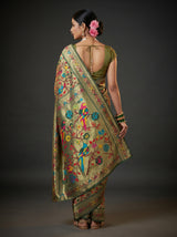 MIMOSA Green Paithani Art Silk Saree — Blouse fabric detail