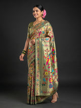 MIMOSA Green Paithani Art Silk Saree — pose 5 styling detail