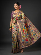 MIMOSA Magenta Paithani Art Silk Saree — pose 5 styling detail