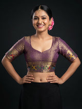 MIMOSA Magenta Paithani Art Silk Saree — blouse close-up