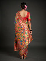 MIMOSA Red Paithani Art Silk Saree — Blouse fabric detail