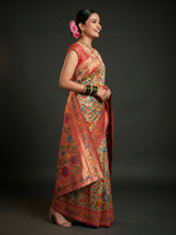 MIMOSA Red Paithani Art Silk Saree — Model lifestyle pose