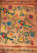 MIMOSA Red Paithani Art Silk Saree — pallu and zari work detail