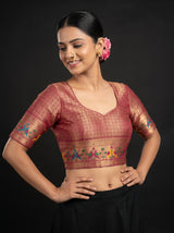 MIMOSA Rani Paithani Art Silk Saree — blouse close-up