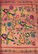 MIMOSA Rani Paithani Art Silk Saree — pallu and zari work detail