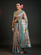 MIMOSA Saffire Paithani Art Silk Saree — Model lifestyle pose