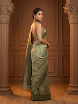 MIMOSA Green Banarasi Art Silk Saree — pose 7 styling detail