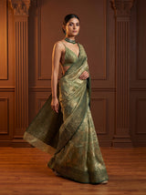MIMOSA Green Banarasi Art Silk Saree — pose 9 styling detail