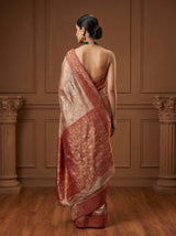MIMOSA Maroon Banarasi Art Silk Saree — close-up of blouse and jewellery