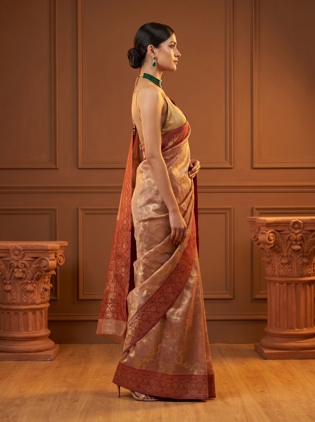 MIMOSA Maroon Banarasi Art Silk Saree — pose 6 styling detail