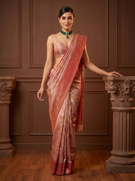 MIMOSA Rani Banarasi Art Silk Saree — close-up of blouse and jewellery