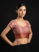 MIMOSA Rani Banarasi Art Silk Saree — blouse close-up