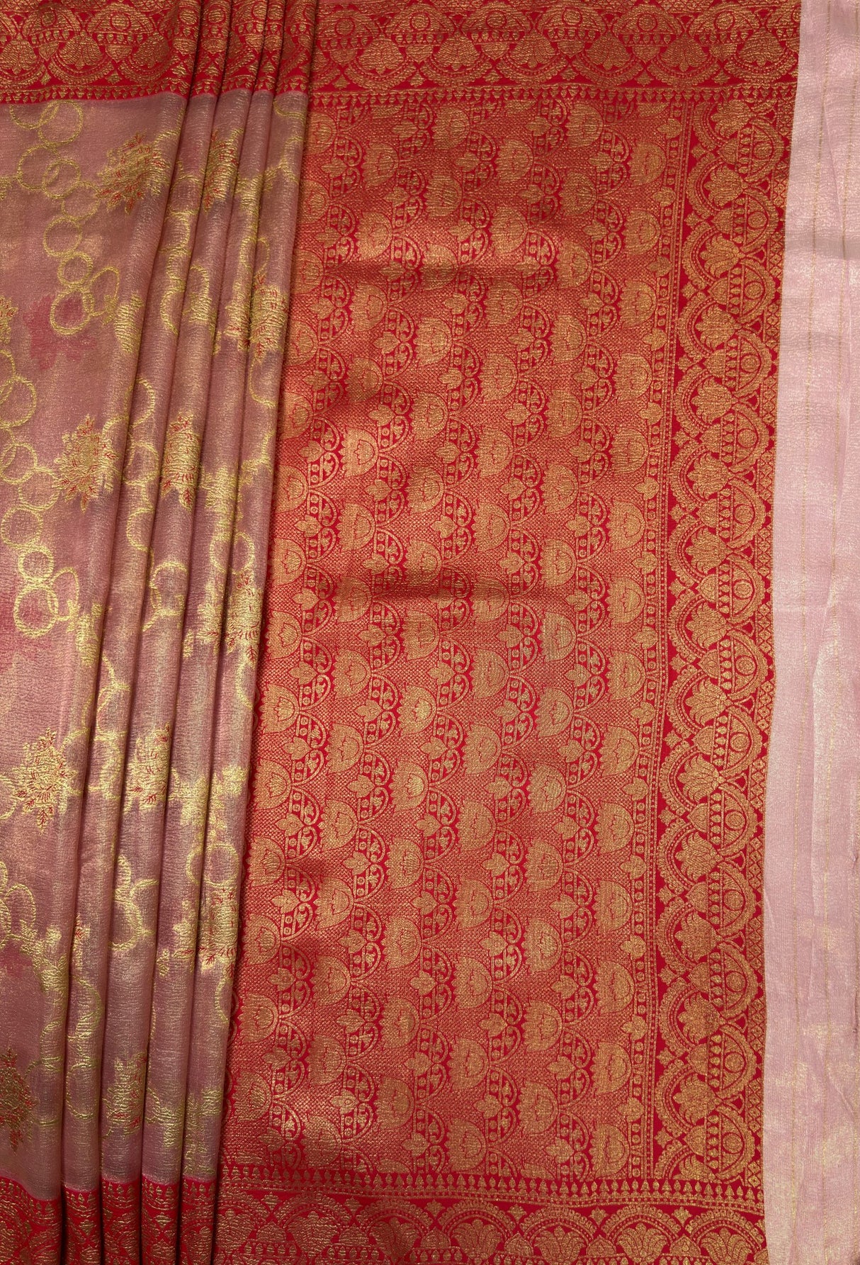 MIMOSA Rani Banarasi Art Silk Saree — pallu and zari work detail