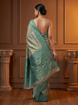 MIMOSA Saffire Banarasi Art Silk Saree — close-up of blouse and jewellery