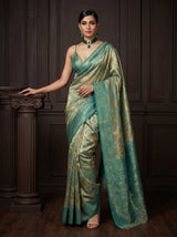 MIMOSA Saffire Banarasi Art Silk Saree — detail of the zari border