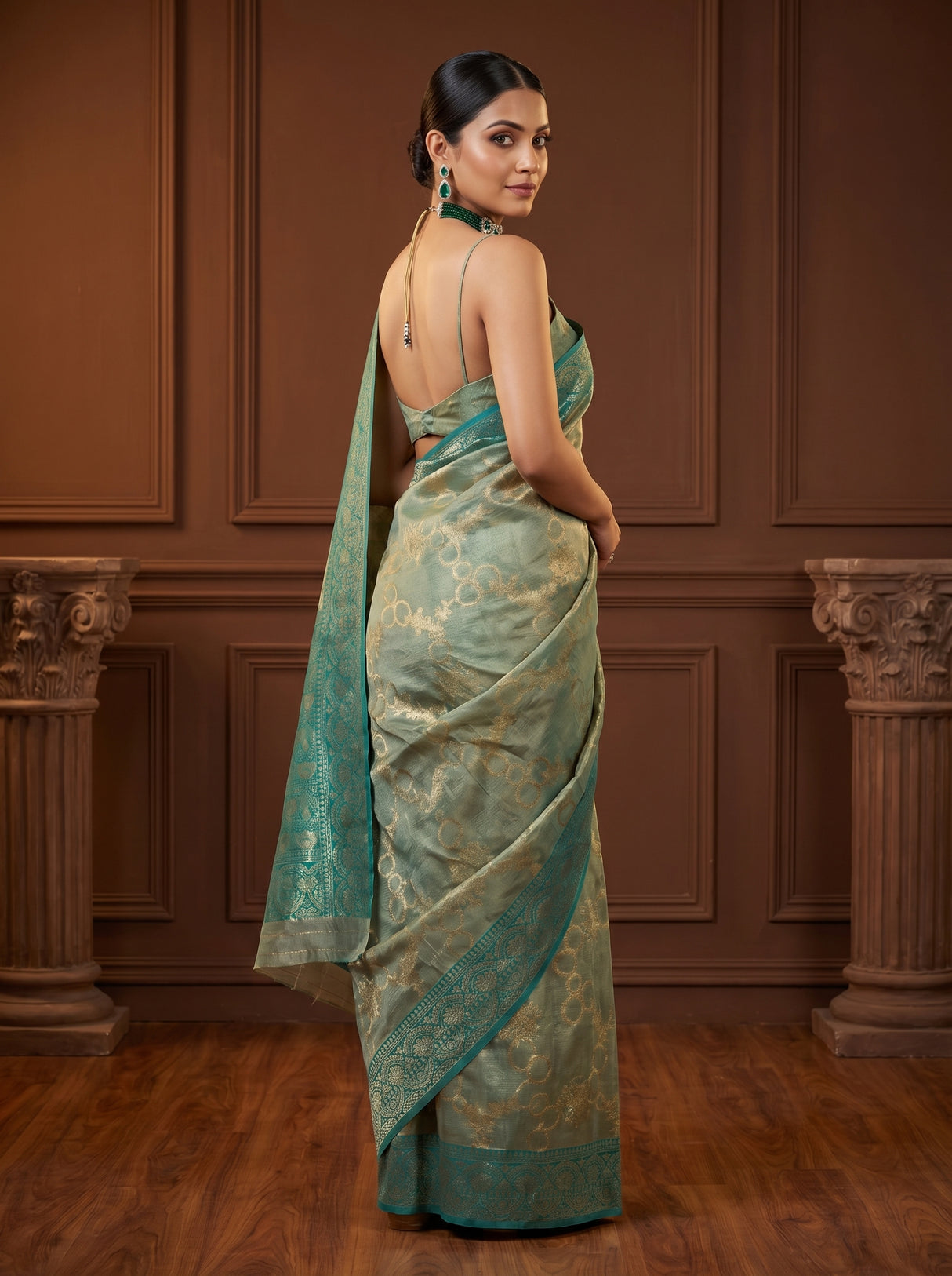 MIMOSA Saffire Banarasi Art Silk Saree — pose 7 styling detail