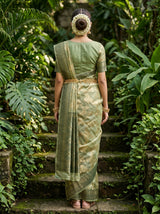 MIMOSA Green Banarasi Art Silk Saree - close-up of foliage