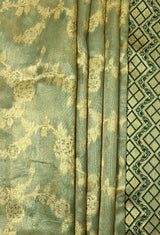 MIMOSA Green Banarasi Art Silk Saree - detailed view of pallu and border design
