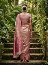 MIMOSA Magenta Banarasi Art Silk Saree - close-up of foliage