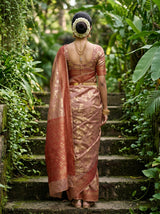 MIMOSA Maroon Banarasi Art Silk Saree - close-up of foliage