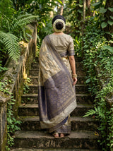 MIMOSA Navy Banarasi Art Silk Saree - close-up of foliage