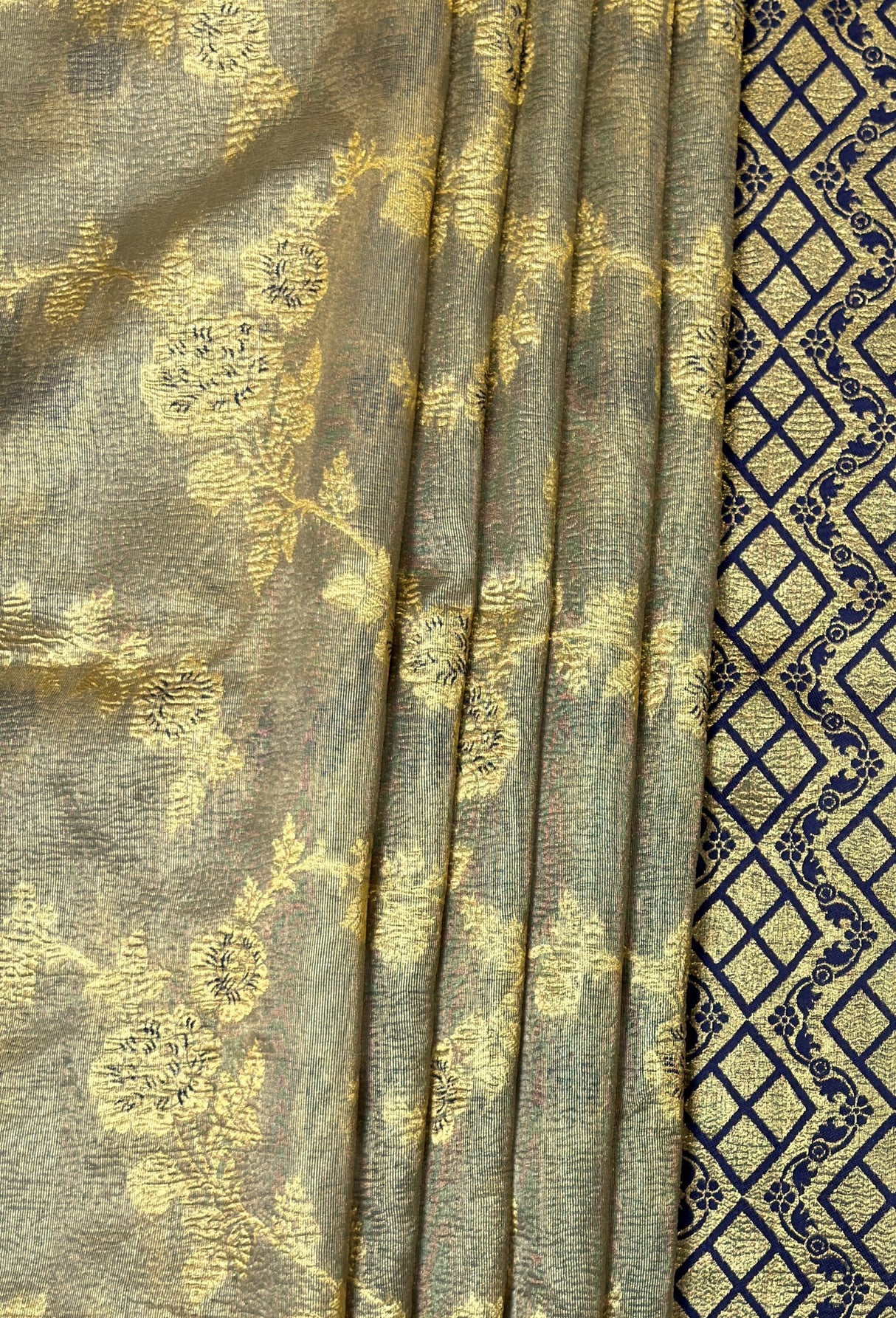 MIMOSA Navy Banarasi Art Silk Saree - view of saree drape and shoulder