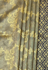 MIMOSA Navy Banarasi Art Silk Saree - view of saree drape and shoulder