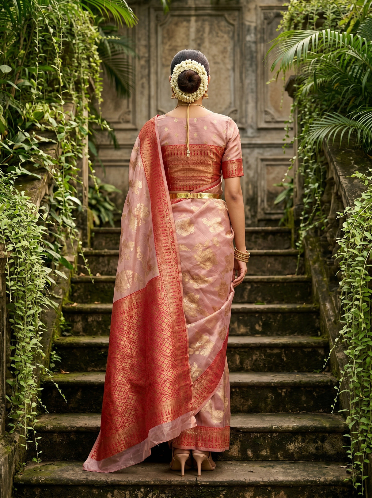 MIMOSA Rani Banarasi Art Silk Saree - close-up of foliage
