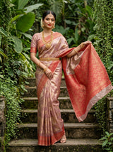 MIMOSA Rani Banarasi Art Silk Saree - close-up of model's arm and bangles