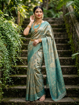 MIMOSA Saffire Banarasi Art Silk Saree - view of saree drape and shoulder
