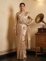 MIMOSA Chiku Banarasi Art Silk Saree — pose 4 styling detail