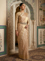 MIMOSA Chiku Banarasi Art Silk Saree — pose 5 styling detail