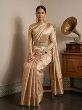 MIMOSA Chiku Banarasi Art Silk Saree — pose 8 styling detail