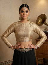 MIMOSA Chiku Banarasi Art Silk Saree — blouse close-up