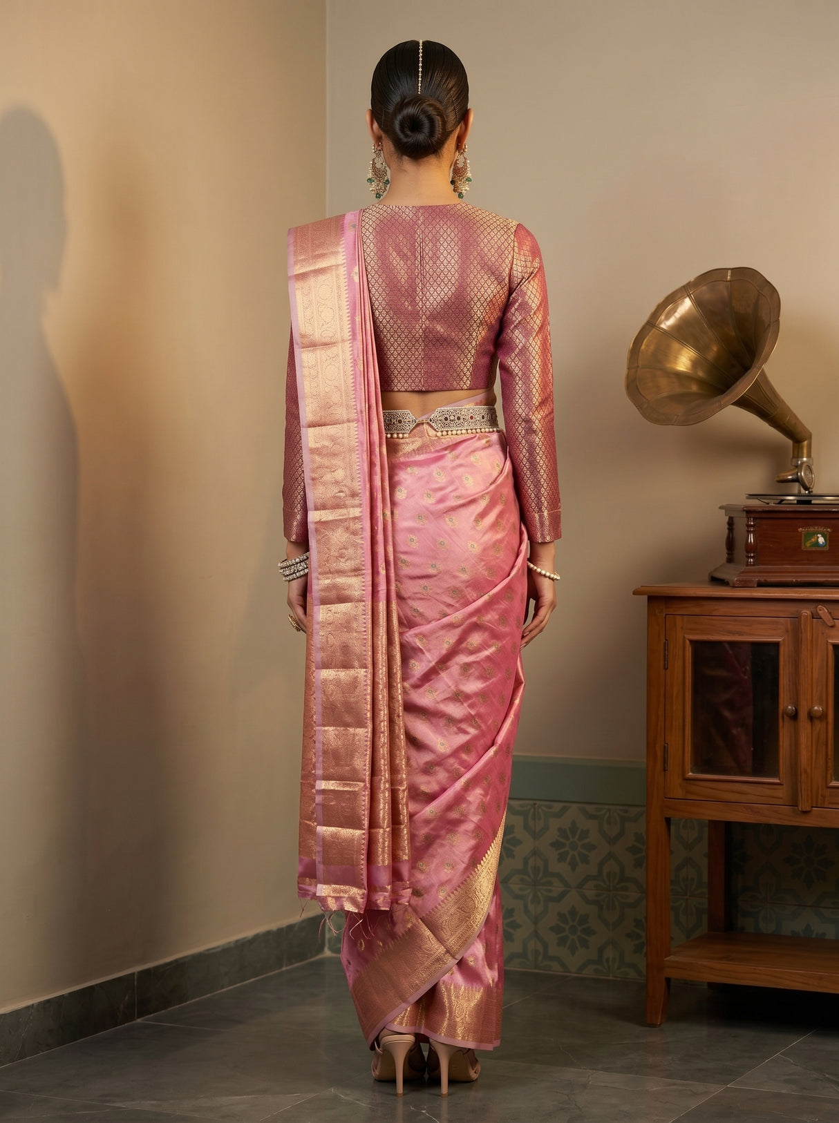 MIMOSA Rani Banarasi Art Silk Saree — pose 2 styling detail