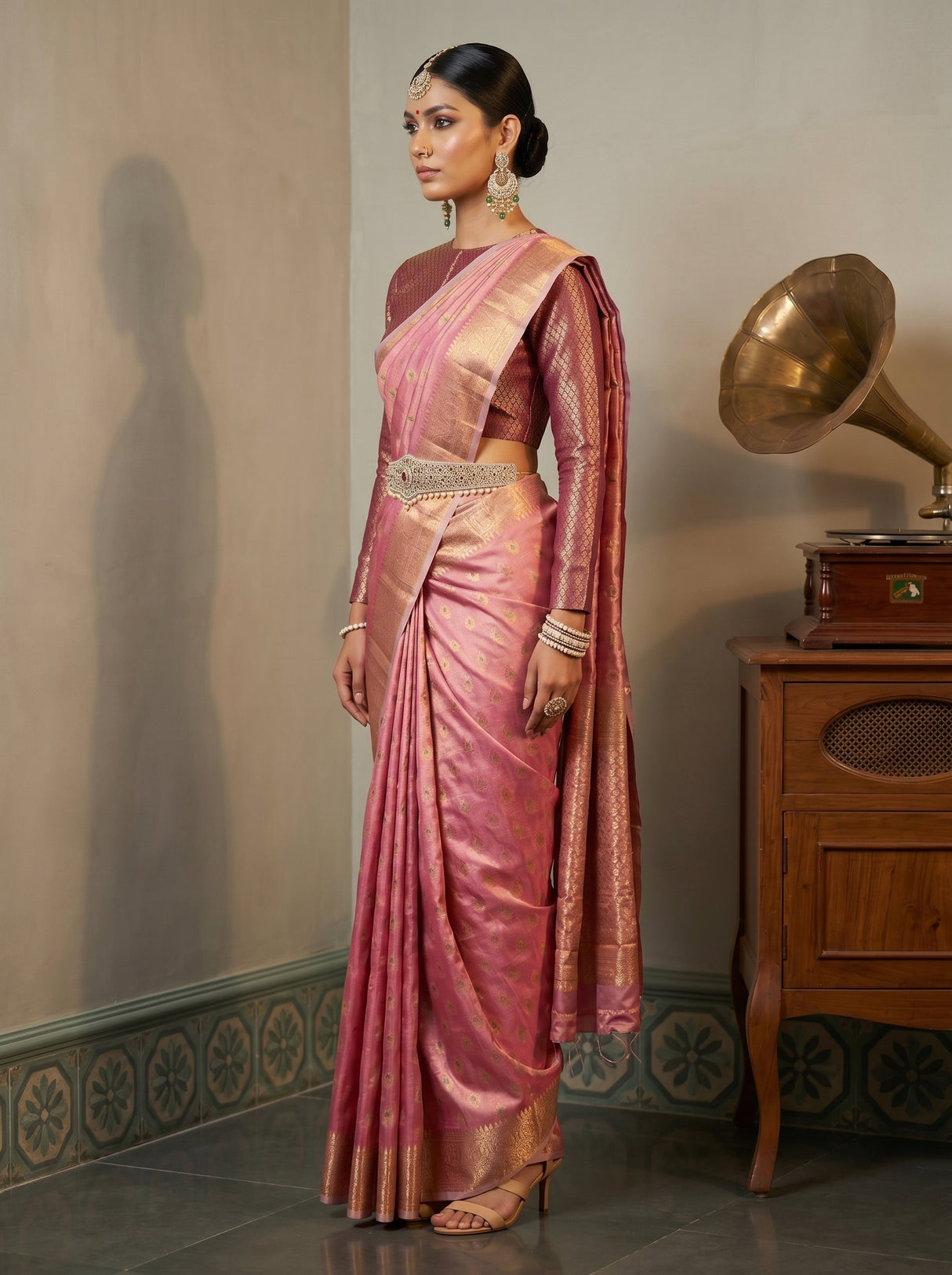 MIMOSA Rani Banarasi Art Silk Saree — pose 3 styling detail