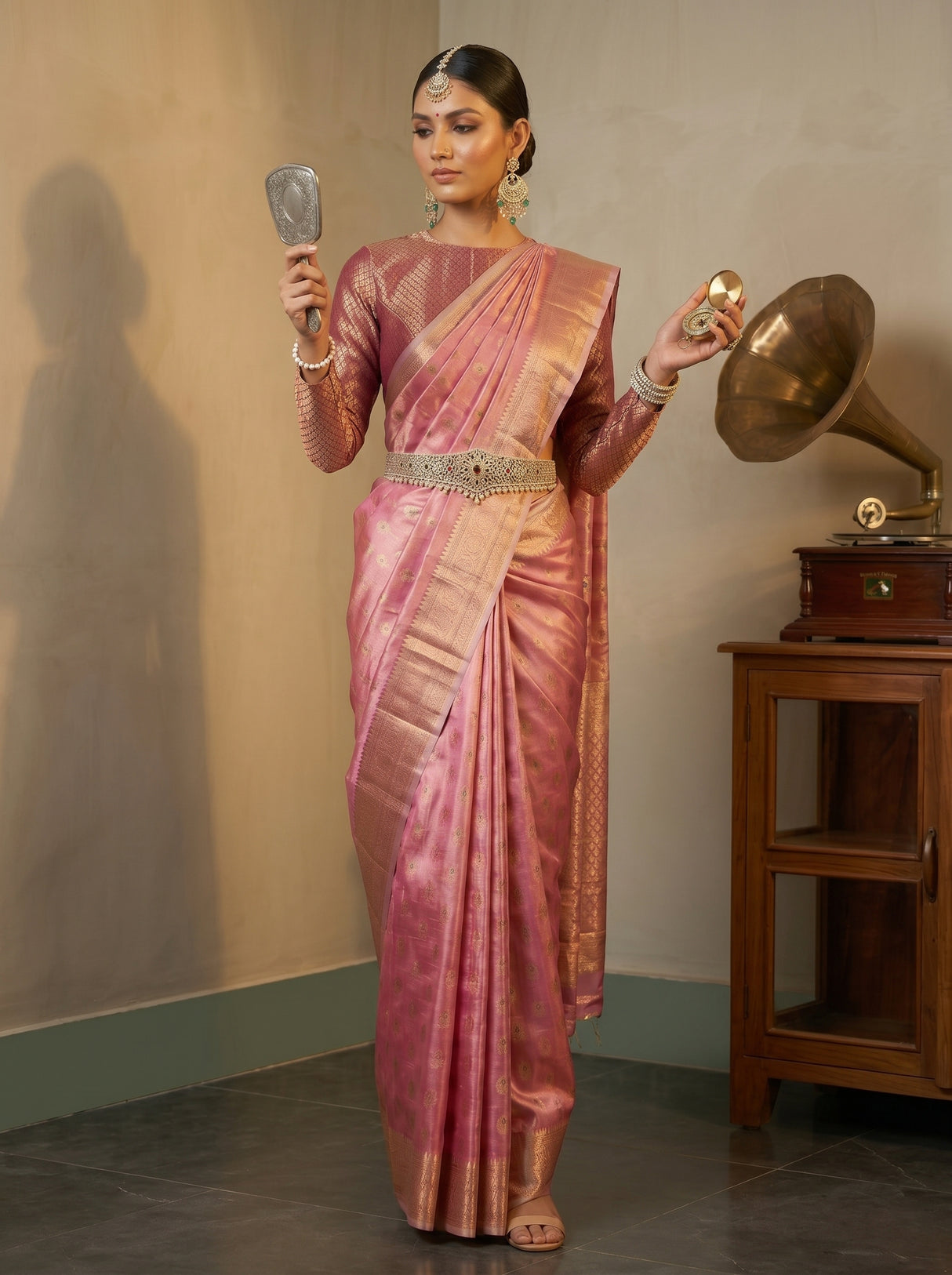 MIMOSA Rani Banarasi Art Silk Saree — pose 6 styling detail
