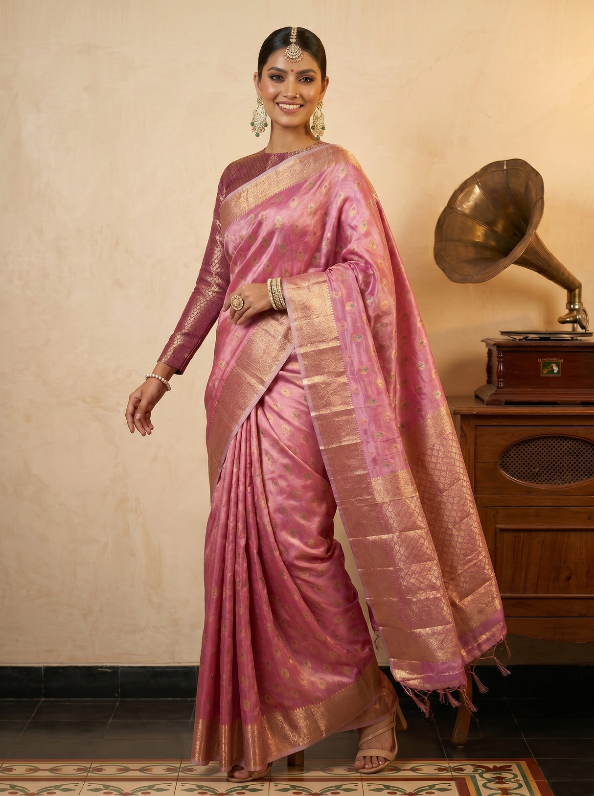 MIMOSA Rani Banarasi Art Silk Saree — pose 9 styling detail