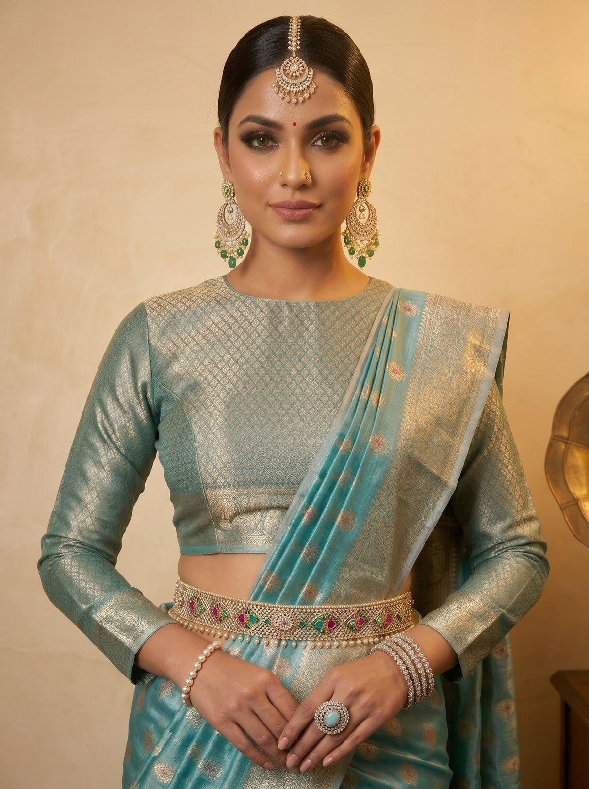 MIMOSA Sapphire Banarasi Art Silk Saree — pose 10 styling detail