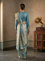 MIMOSA Sapphire Banarasi Art Silk Saree — pose 2 styling detail