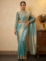 MIMOSA Sapphire Banarasi Art Silk Saree — pose 4 styling detail