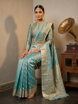 MIMOSA Sapphire Banarasi Art Silk Saree — pose 8 styling detail