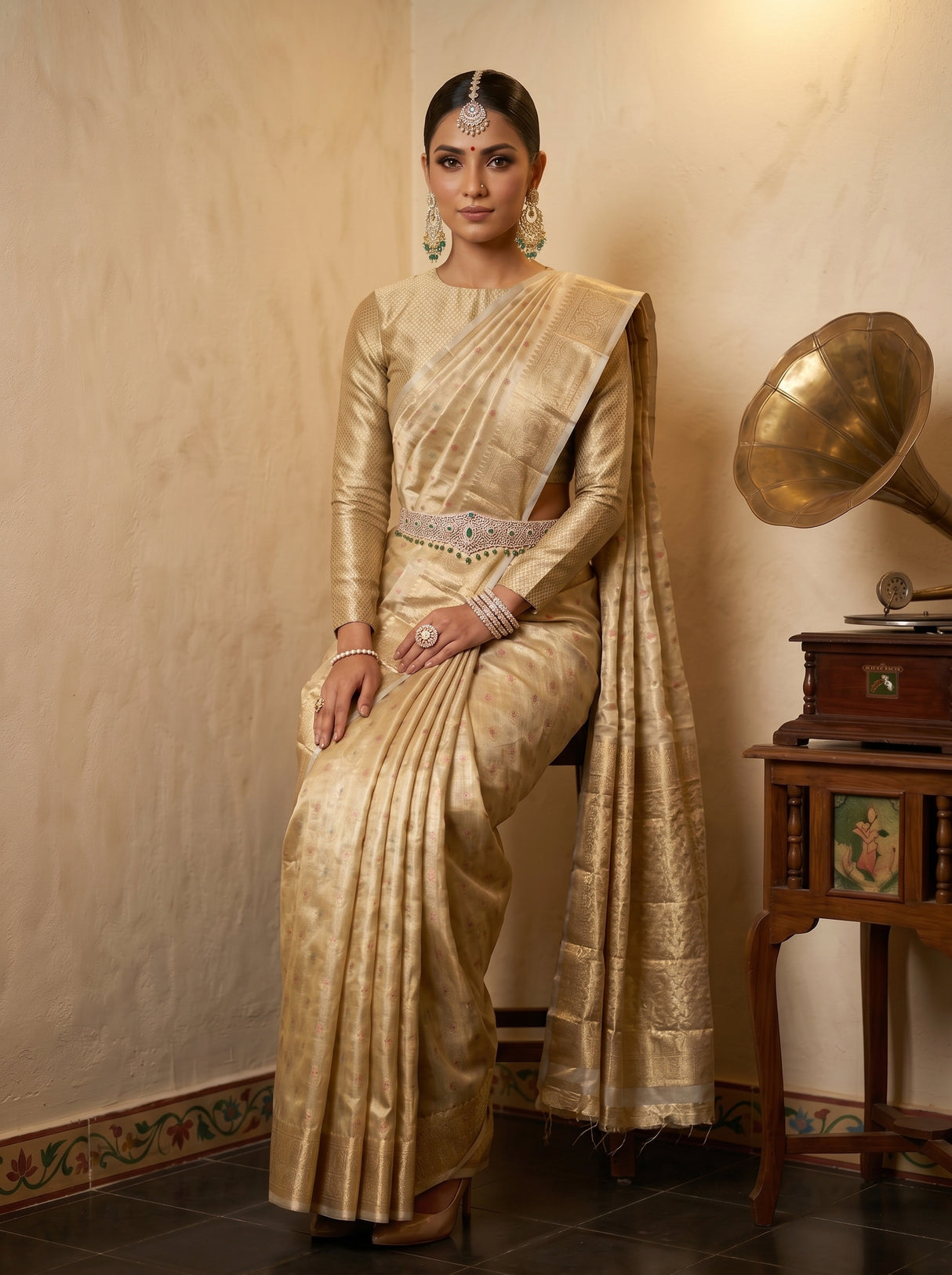 MIMOSA Tussar Banarasi Art Silk Saree — pose 8 styling detail