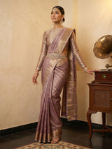 MIMOSA Wine Banarasi Art Silk Saree — pose 5 styling detail