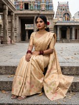 MIMOSA Chikoo Banarasi Art Silk Saree — pose 8 styling detail