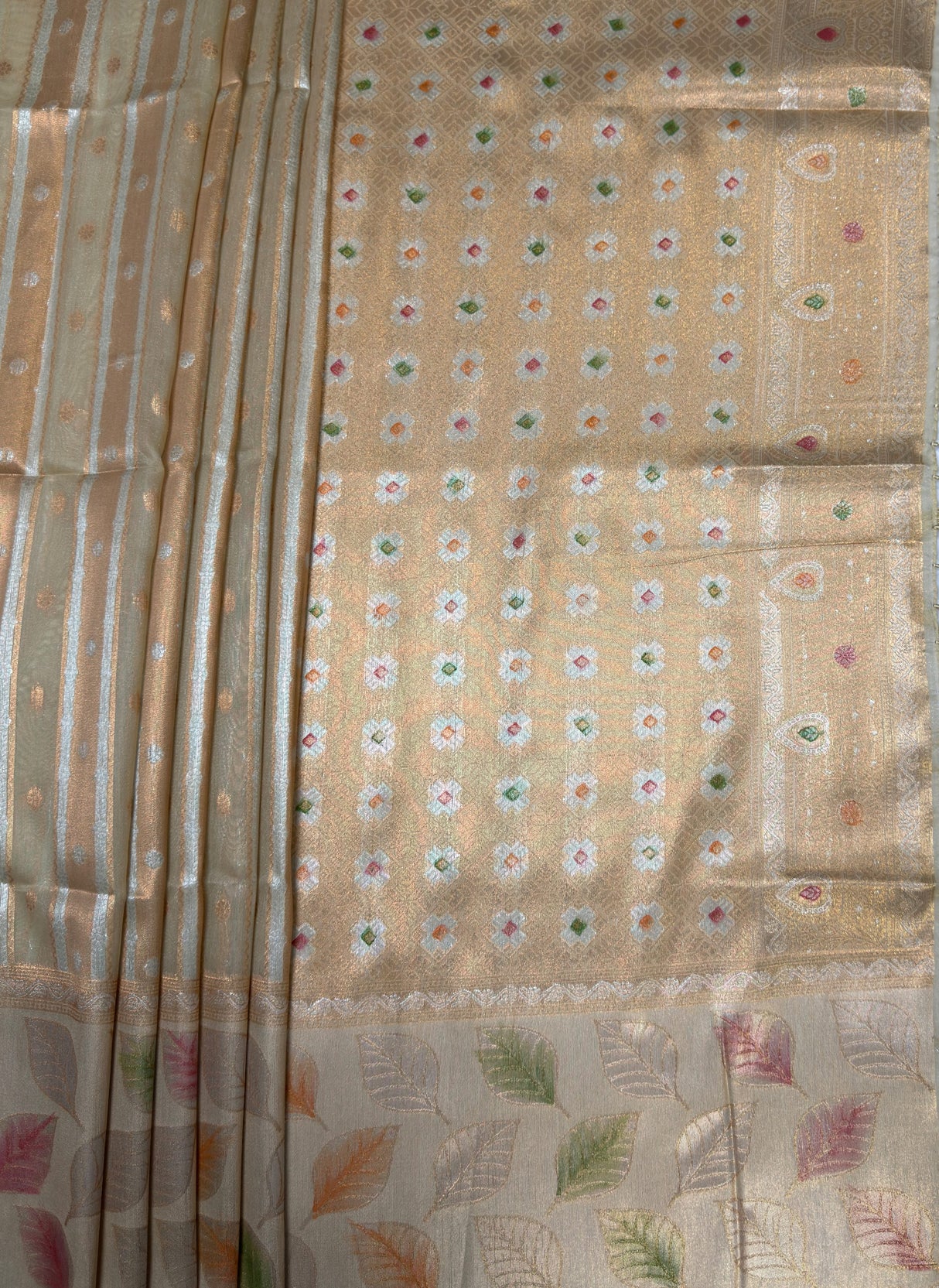 MIMOSA Chikoo Banarasi Art Silk Saree — pallu and zari work detail