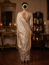 MIMOSA Grey Banarasi Art Silk Saree — pose 2 styling detail