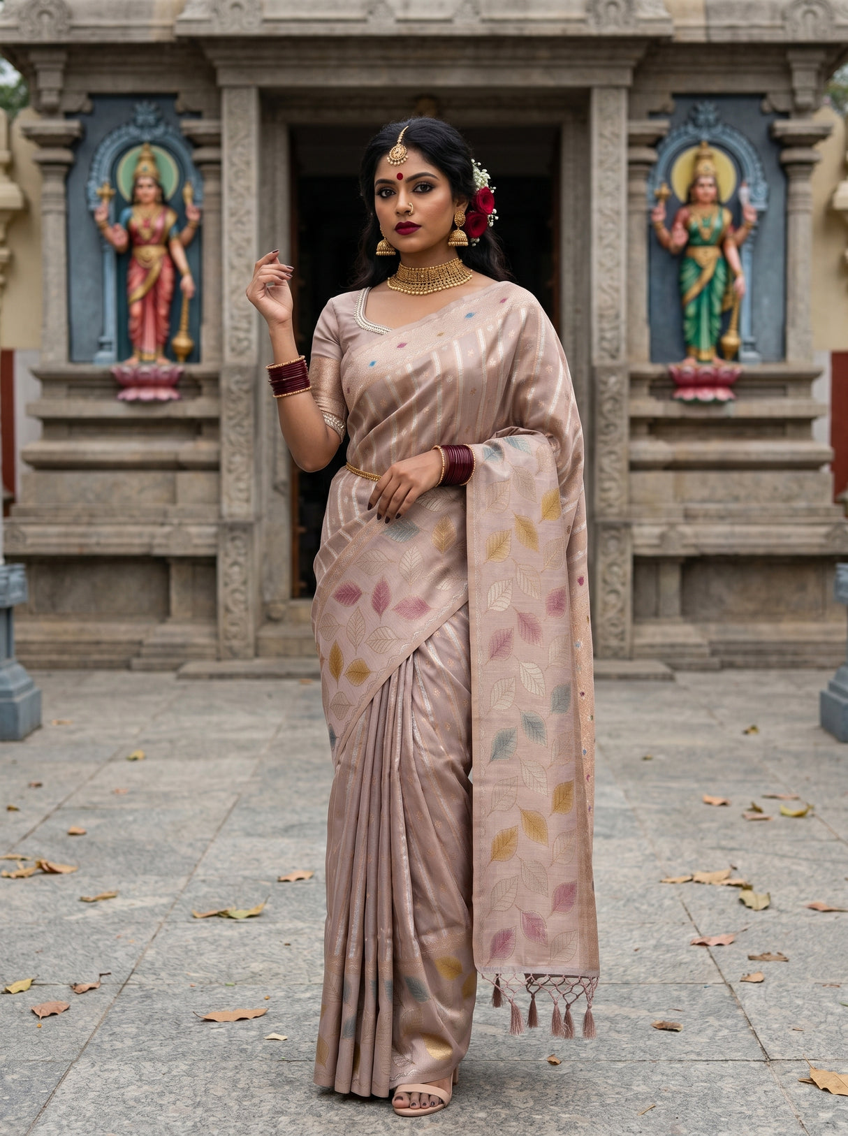 MIMOSA Lavender Banarasi Art Silk Saree — pose 7 styling detail