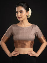 MIMOSA Lavender Banarasi Art Silk Saree — blouse close-up